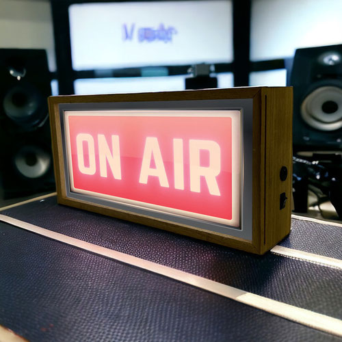 On Air Studio Red LED Light Box Wood Room Sign Product Gallery Image