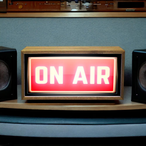 On Air Studio Red LED Light Box Wood Room Sign Product Gallery Image