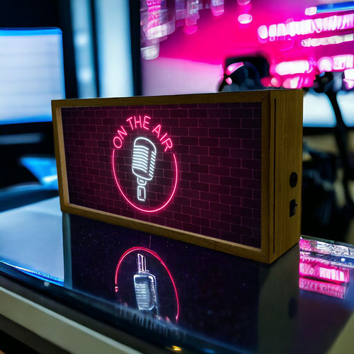 On The Air Studio LED Light Box Wood Room Sign Product Gallery Image