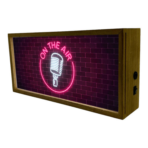 On The Air Studio LED Light Box Wood Room Sign Product Gallery Image