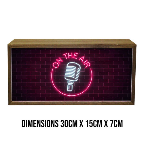 On The Air Studio LED Light Box Wood Room Sign Product Gallery Image