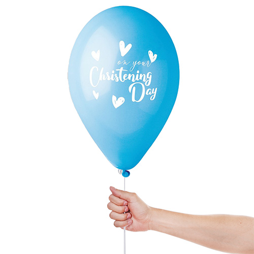 On Your Christening Day Blue Latex Balloons 33cm / 13 in - Pack of 6 Product Gallery Image