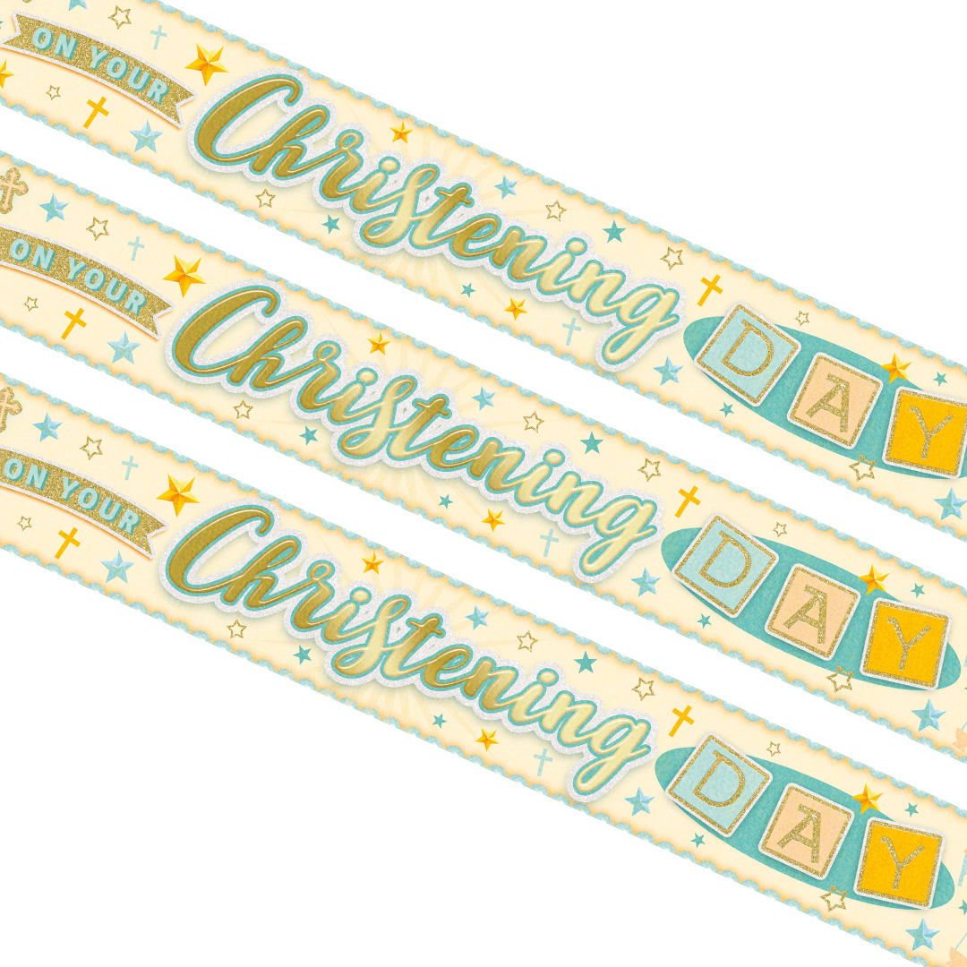 On Your Christening Day Foil Banner 2.7m