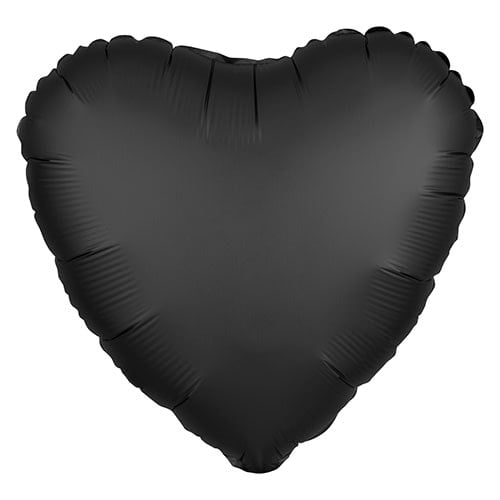 Satin Luxe Onyx Black Heart Shape Foil Helium Balloon 43cm / 17 in