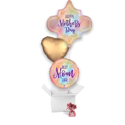 Opal Mother's Day Boho Balloon Bouquet - 3 Inflated Balloons In A Box Product Image