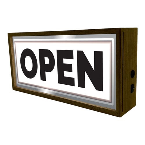 Open LED Light Box Wood Room Sign Product Gallery Image