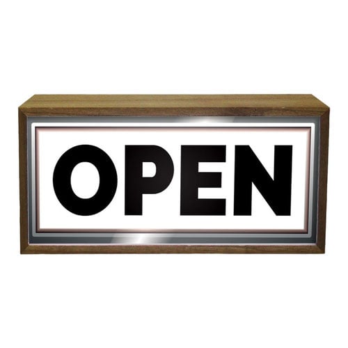 Open LED Light Box Wood Room Sign Product Gallery Image