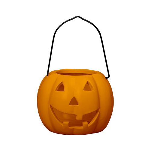 Orange Pumpkin Halloween Tea Light Ceramic Candle Holder with Handle 10cm View 2