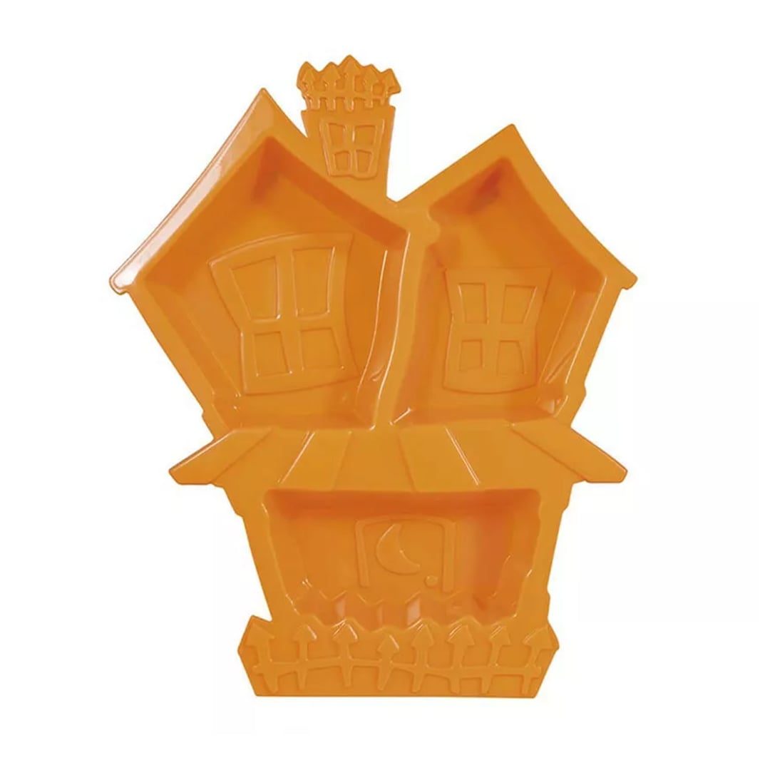 Orange Haunted House Halloween Plastic Snack Tray 32cm