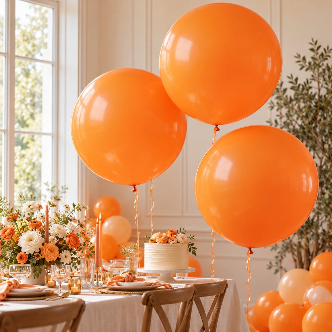 Orange Jumbo Latex Balloon 79cm / 31 in - Single View 2