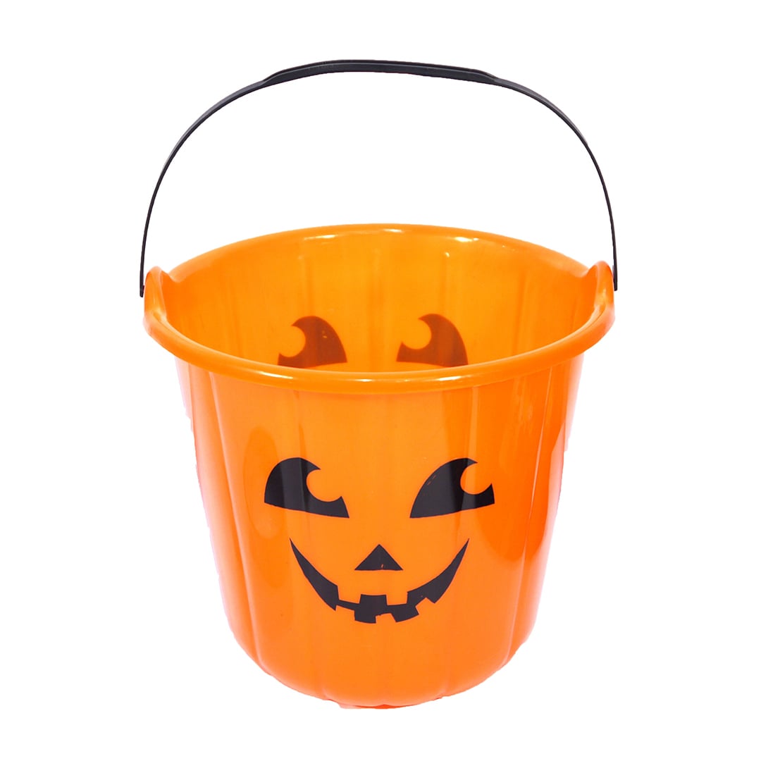 Orange Pumpkin Candy Sweet Plastic Halloween Bucket 18cm