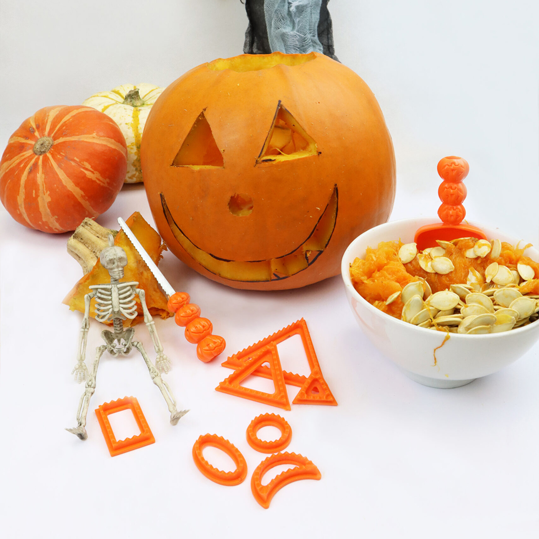 Orange Pumpkin Halloween Carving Tool Set View 3