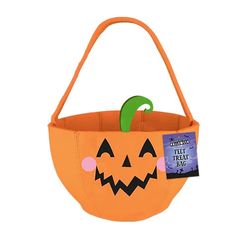 Orange Pumpkin Halloween Felt Treat Bag 27cm Product Image