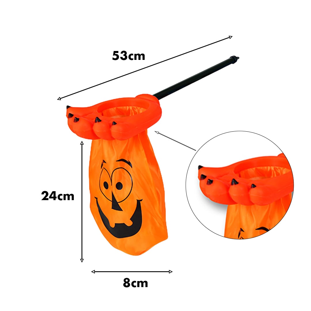 Orange Pumpkin Halloween Hand Trick or Treat Plastic Bucket 53cm View 3