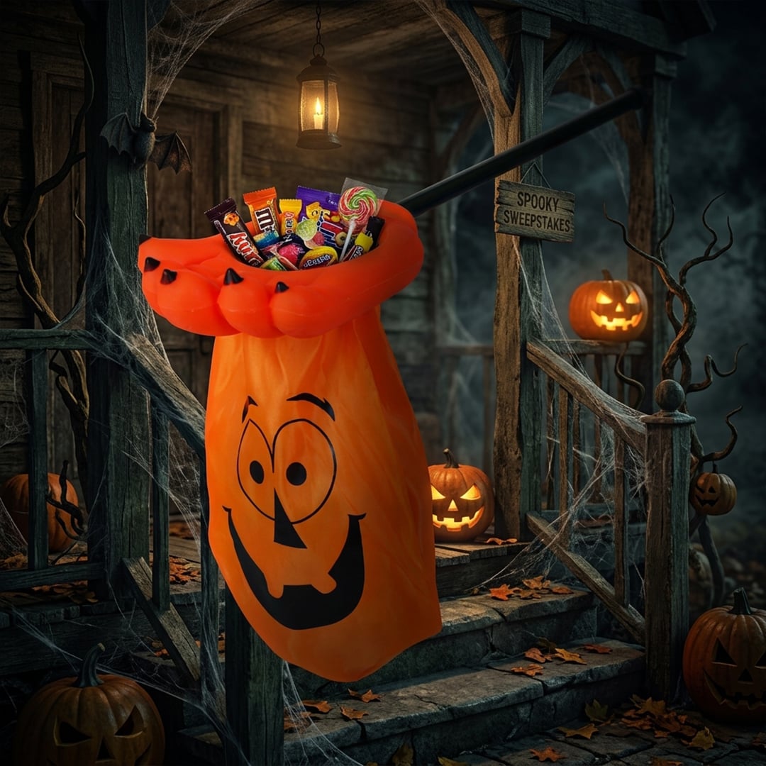 Orange Pumpkin Halloween Hand Trick or Treat Plastic Bucket 53cm View 2