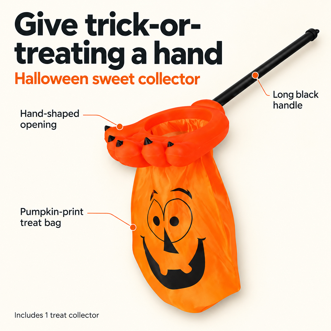 Orange Pumpkin Halloween Hand Trick or Treat Plastic Bucket 53cm View 3