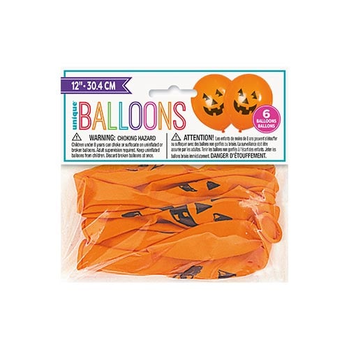 Orange Pumpkin Halloween Latex Balloons 30cm / 12 in - Pack of 6 Product Gallery Image