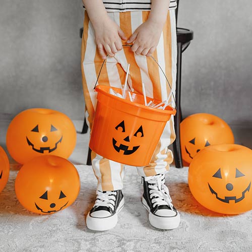 Orange Pumpkin LED Light Up Halloween Round Latex Balloons - Pack of 5 Product Gallery Image