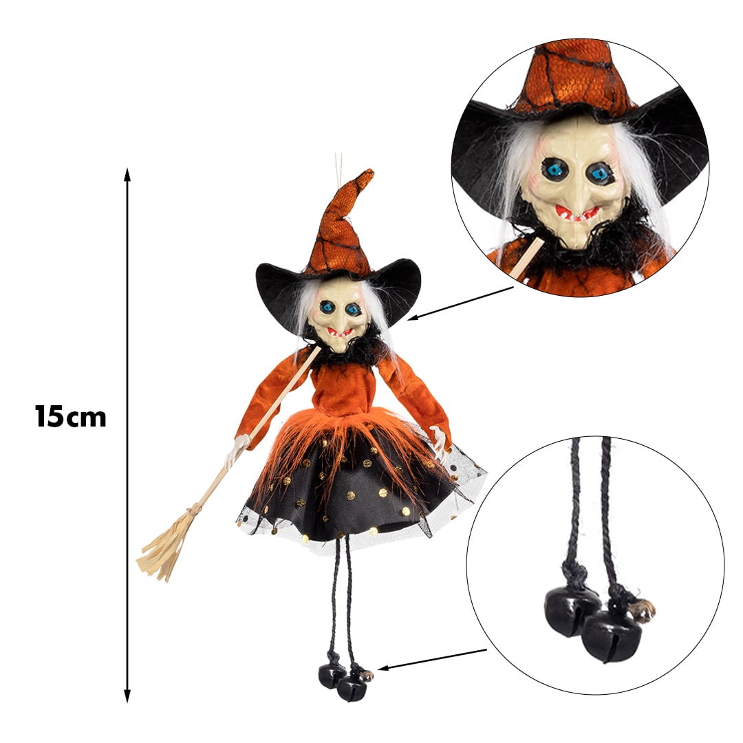 Orange Wicked Witch Hanging Halloween Prop Decoration 15cm View 3