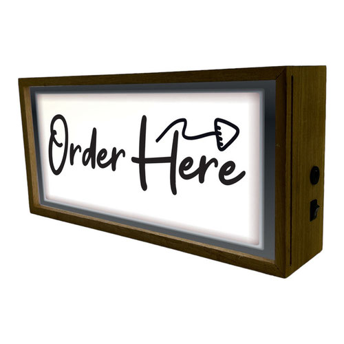 Order Here LED Light Box Wood Room Sign Product Gallery Image