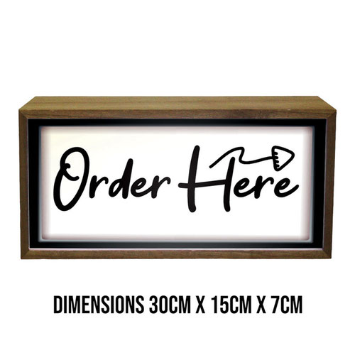 Order Here LED Light Box Wood Room Sign Product Gallery Image