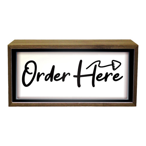 Order Here LED Light Box Wood Room Sign Product Gallery Image