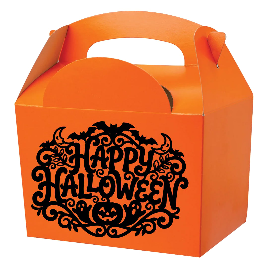 Ornate Happy Halloween Orange Party Paper Lunch Box View 2