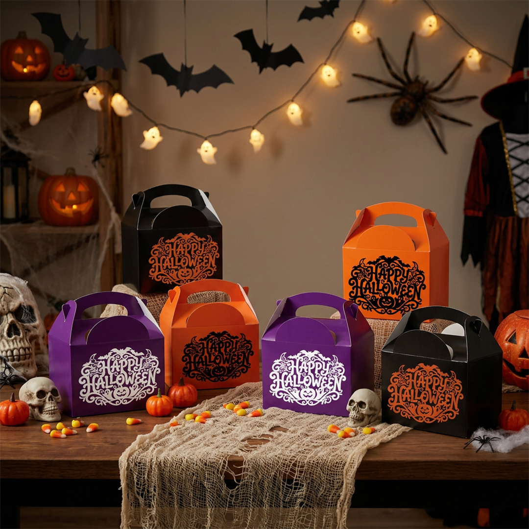 Ornate Happy Halloween Black Party Paper Lunch Box View 3