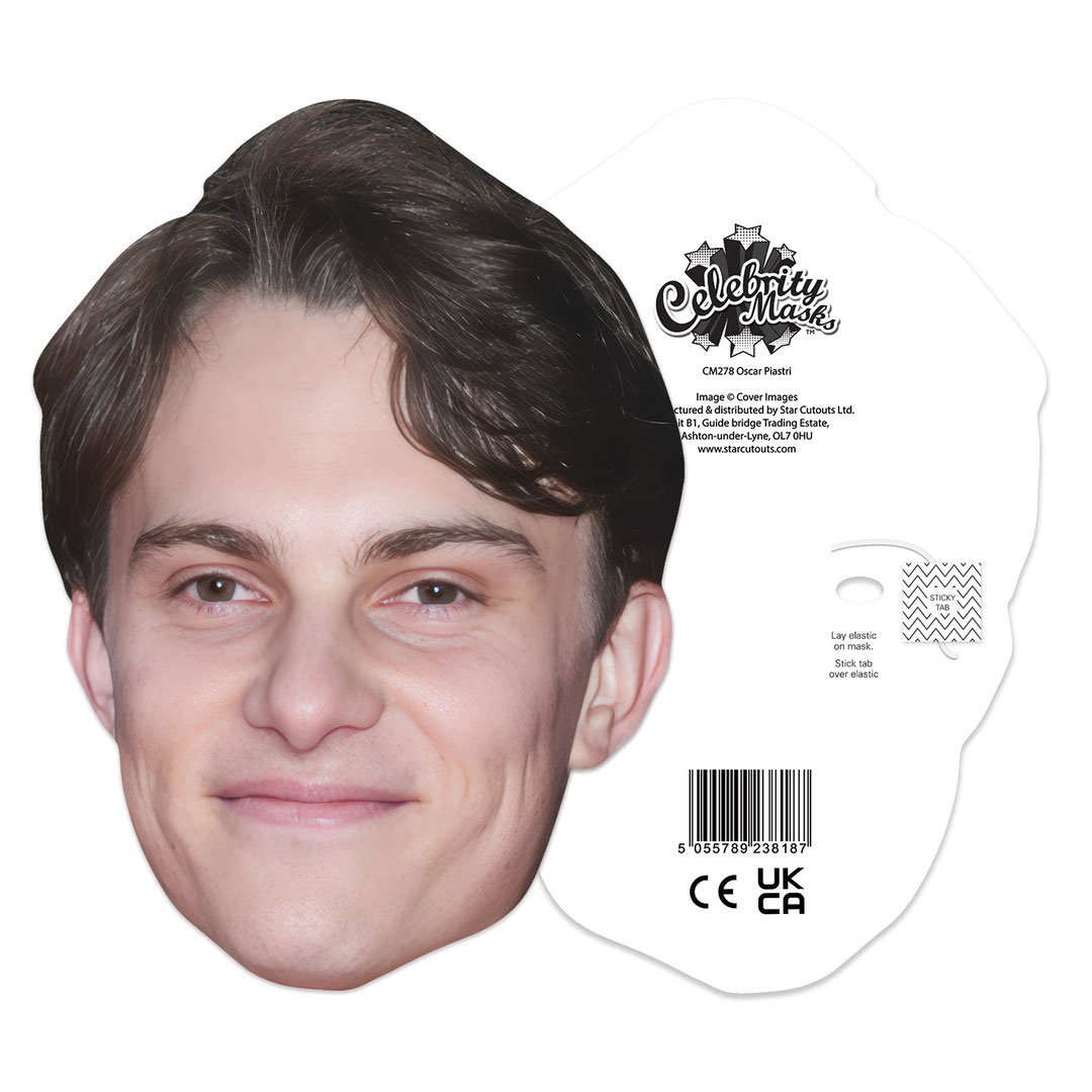 Oscar Piastri Cardboard Face Mask Product Gallery Image