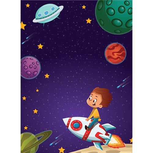 Outer Space Boy On a Rocket Design Poster PVC Party Sign Decoration Product Gallery Image