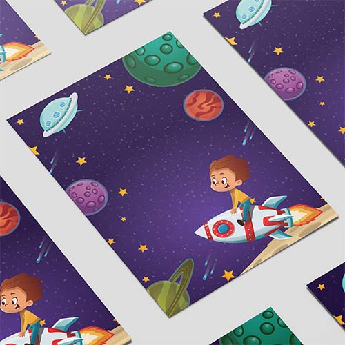 Outer Space Boy On a Rocket Design Poster PVC Party Sign Decoration Product Gallery Image