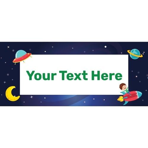 Outer Space Boy On a Rocket Design PVC Personalised Party Sign Decoration Product Gallery Image