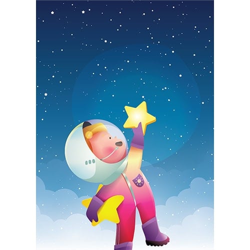 Outer Space Boy with Stars Design Poster PVC Party Sign Decoration Product Gallery Image