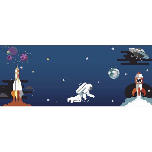 Outer Space Rockets Scene Design Small Personalised Banner – 4ft x 2ft