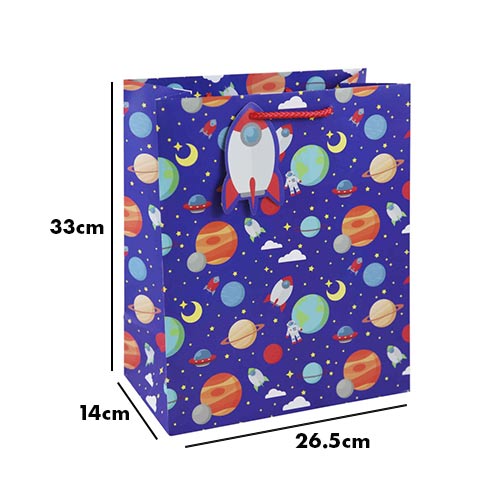 Outer Space Spaceman Large Blue Gift Bag 33cm Product Gallery Image