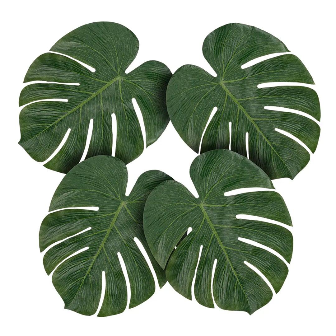 Tropical Palm Leaves Plastic Decorations 33cm - Pack of 4