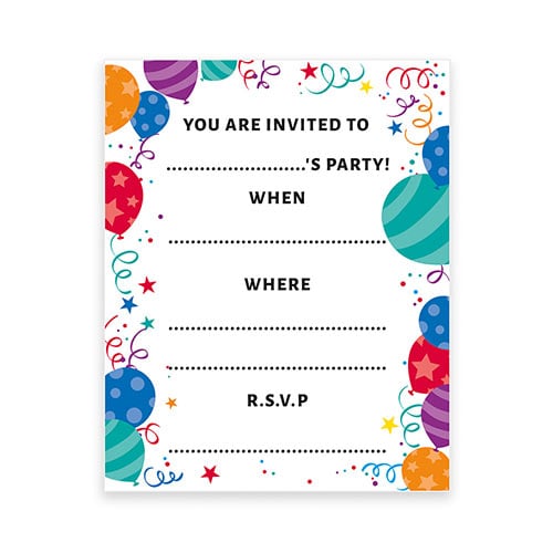 Party Time Birthday Invitations with Envelopes - Pack of 20 Product Gallery Image