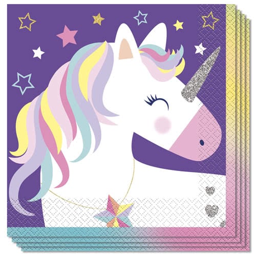 Party Time Unicorn Stars Luncheon Napkins 33cm 2Ply - Pack of 16 Bundle Product Image