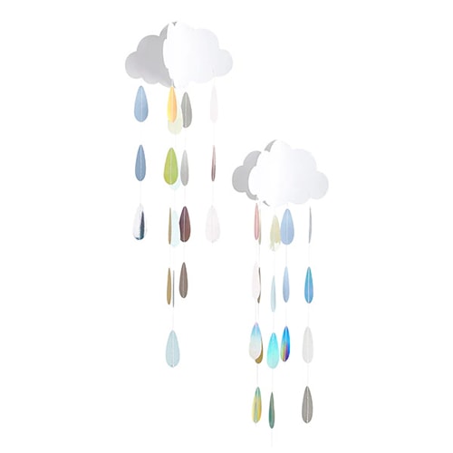 Pastel Baby Shower Clouds With Droplets Hanging Decoration 80cm - Pack of 2 Product Gallery Image