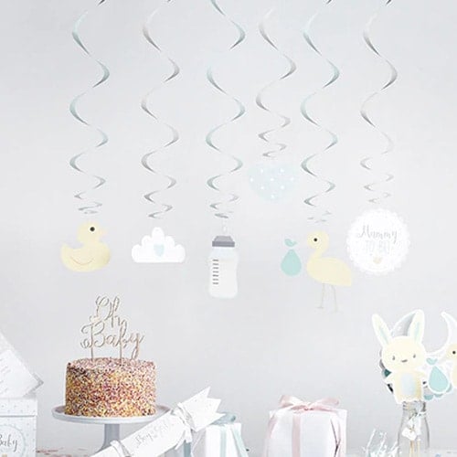 Pastel Baby Shower Hanging Swirl Decorations - Pack of 6 Product Gallery Image