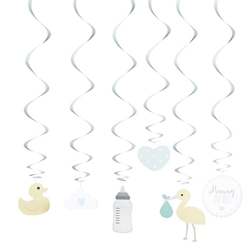 Pastel Baby Shower Hanging Swirl Decorations - Pack of 6 Product Gallery Image