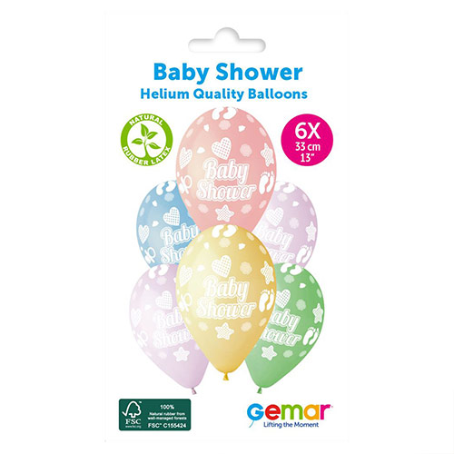Pastel Baby Shower Latex Balloons 33cm / 13 in - Pack of 6 Product Gallery Image