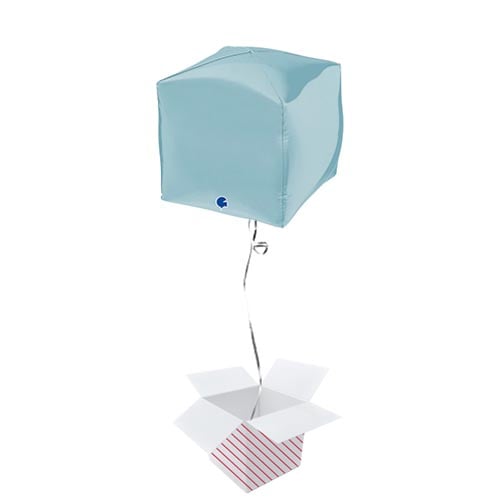 Pastel Blue 4D Square Shape Foil Helium Balloon - Inflated Balloon in a Box Product Gallery Image