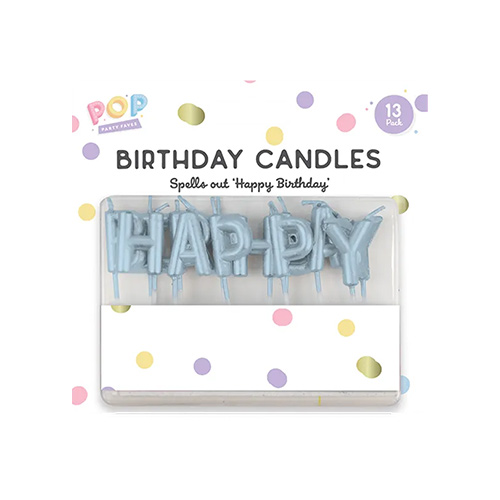 Pastel Blue Happy Birthday Pick Candles