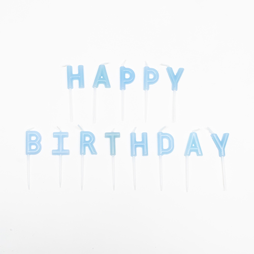 Pastel Blue Happy Birthday Pick Candles Product Gallery Image