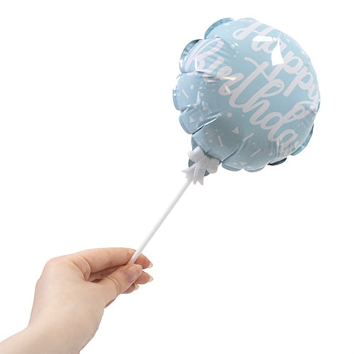 Pastel Blue Happy Birthday Self Inflating Foil Balloon 12cm / 5 in - Pack of 2 Product Gallery Image