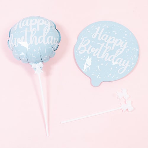 Pastel Blue Happy Birthday Self Inflating Foil Balloon 12cm / 5 in - Pack of 2 Product Gallery Image