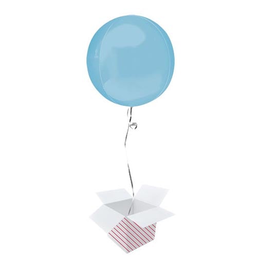 Pastel Blue Orbz Foil Helium Balloon - Inflated Balloon in a Box Product Gallery Image