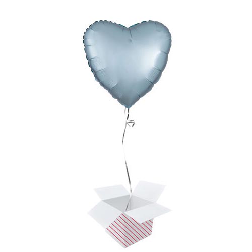 Pastel Blue Satin Luxe Heart Shape Foil Helium Balloon - Inflated Balloon in a Box Product Gallery Image