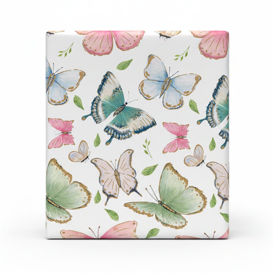Pastel Butterflies White Gift Wrapping Paper Roll 3m